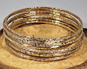14ct Gold Filled Stacking Bangles (Set of 7)