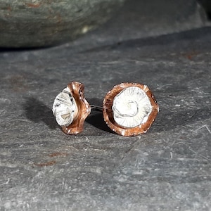 Silver Rose and Copper Stud earrings: Handmade