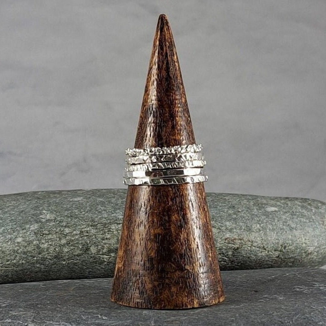 Sterling Silver Textured Stacking Rings: Custom Handmade Set - Etsy