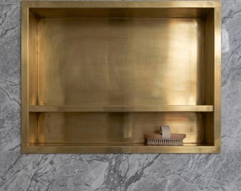 Inserto de nicho de ducha de latón macizo / Estante de almacenamiento empotrado para baño listo para azulejos