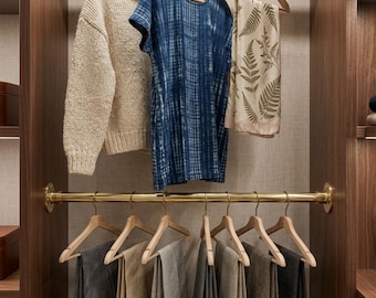 Barra de armario de latón macizo / Perchero de pared / Perchero minimalista