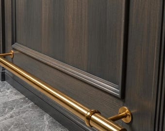 Ongelakt messing voetrailstang | Voetsteun keukeneiland, aangepaste lengte