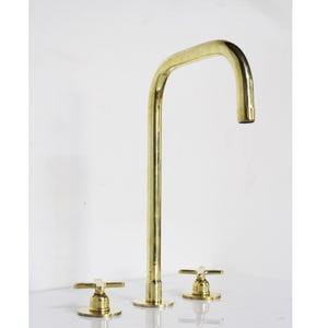 Antique Brass Bathroom 3 Holes Faucet, Vanity Sink Faucet, moroccan faucet, Unlacquered Brass 3 Holes Faucet, Vintage Deck Mounted Faucet.
