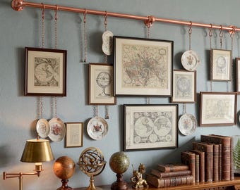 Modern Copper Picture Rail System | Wall Mounted Art Hanging Rod | Minimal Gallery Display Rail