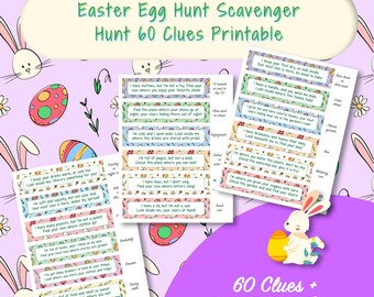 Easter Egg Hunt Scavenger Hunt Clues: 60 Printable Riddles (PDF)