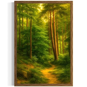 Wald des Seins – Weg zur inneren Kraft | Druckbare grüne Wald Wand Kunst | Digital Download Natur Poster | Friedliche Kiefer