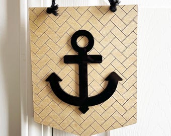 Nautical Anchor Wood Sign | Lake House Wall Decor | Rustic Coastal Gift