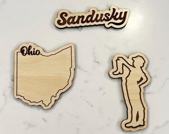 Wooden Sandusky Magnet Set (3) | Sandusky, Ohio | Boy and the Boot | Ohio | Vacationland | Housewarming Gift | Christmas Gifts | Gifts
