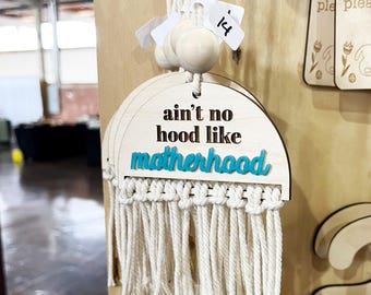Boho Mom Ornament | New Mom Gift | Ain't No Hood Like Motherhood Ornament | Mother's Day Ornament | Gift for Mom | Rearview Mirror Ornament