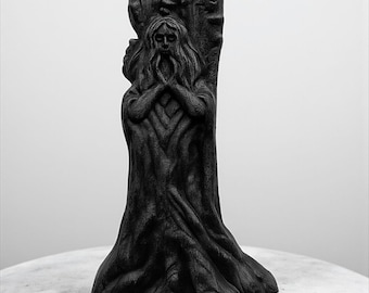 Dryad Statue Wooden Mythical Forest Creature Figurine Woodland Goddess Altar Statue for Fantasy Art Decor Mythological Dryad Forest Nymph