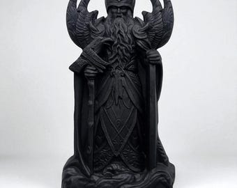 Allfather Odin standbeeld Noorse god van wijsheid magische houten beeldje handgesneden houten standbeeld Odin Noorse god Viking decor heidense altaar sculptuur