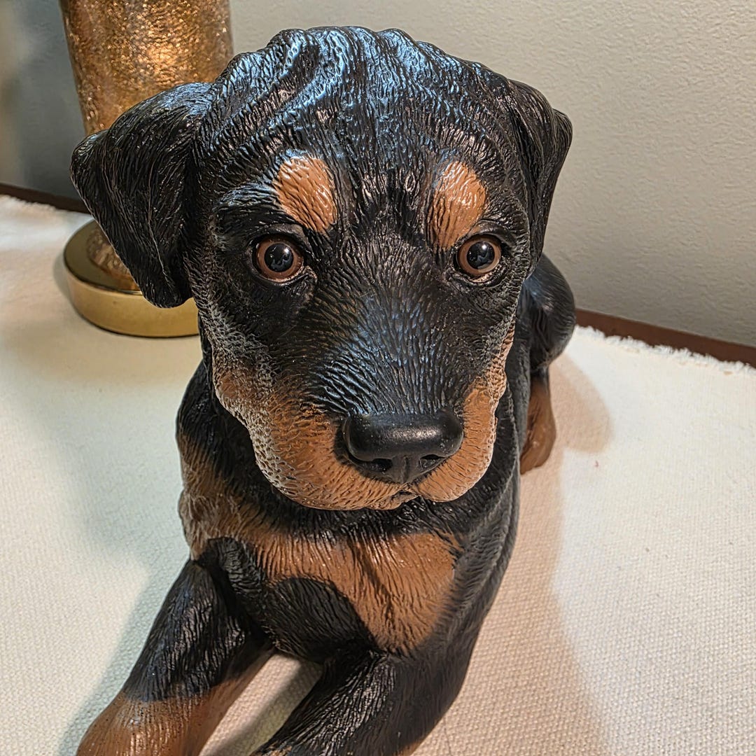 Vintage Rottweiler Dog Figurine | Realistic Resin Sculpture | Hand ...