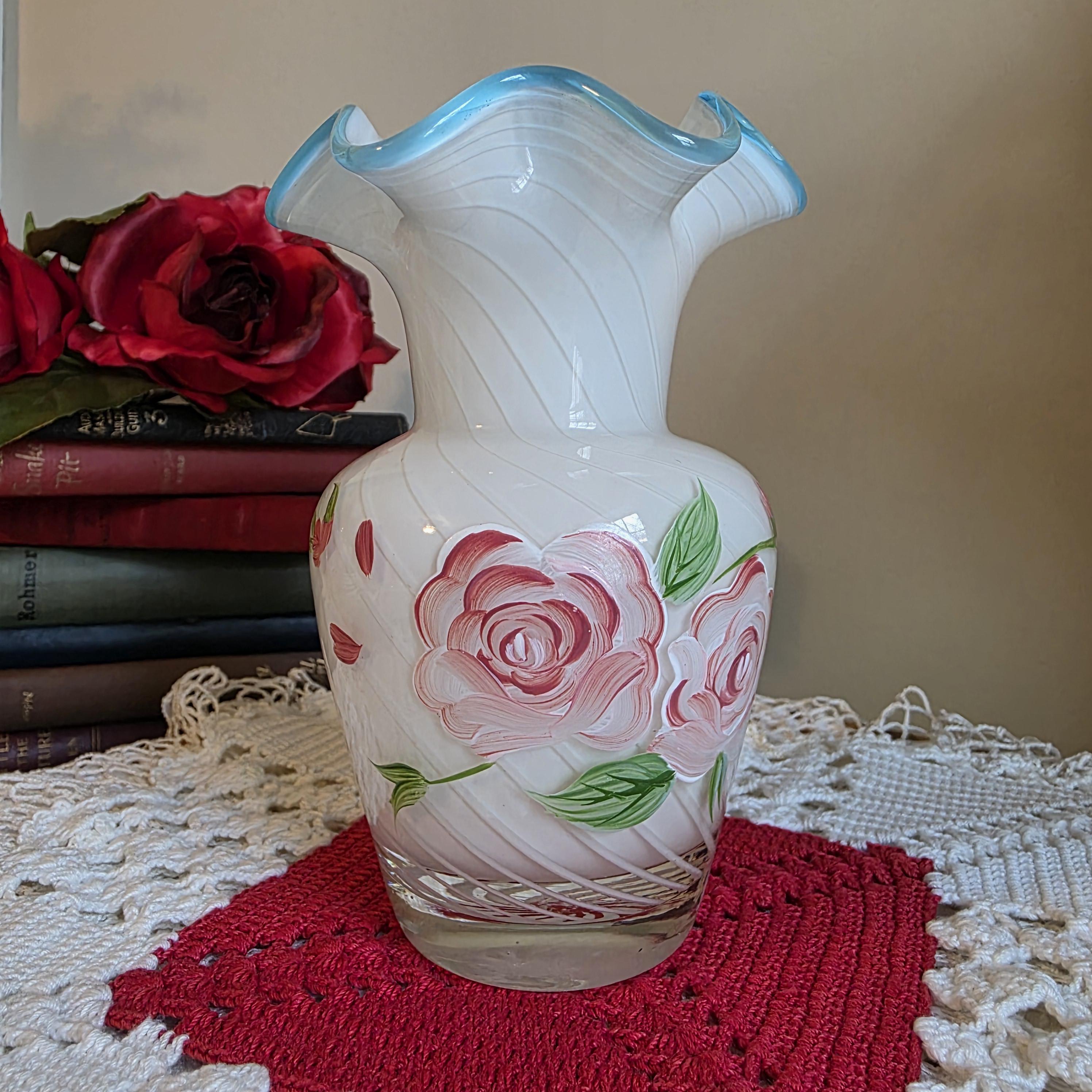 Fenton Vase Hand Painted - Etsy Fenton Vase Hand Painted - Etsy