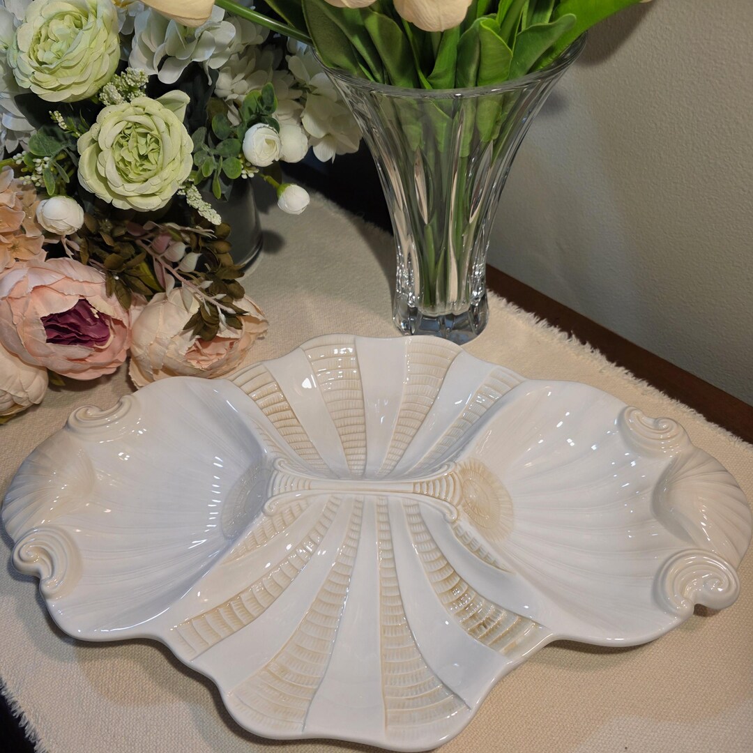 Shell Pantry Lenox Butler’s Pantry Divided Shell Serving Platter – 17.5” Sculpted ...