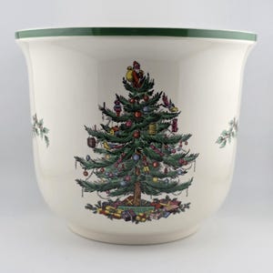 Spode Christmas Tree Cache Pot Planter England S3324 Large Porcelain with Original Box