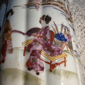 Antique Chinese Porcelain Pitcher Cobalt Blue Hand Painted Figural Early 1900s Chinoiserie Vase image 7