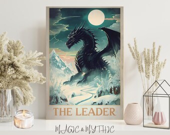 Tairn Dragon Poster | Fourth Wing Fan Art | A3 + A4 Printable Wall Art | Fantasy Digital Download | Magic and Mythic