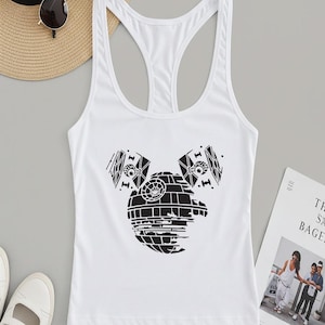 Mickey Head Star Wars Racerback, Classic Mickey Tee, Star Wars Outfit, Disney Tee, Disney Trip Racerback, Galaxy&#39;s Edge Top, Disney World