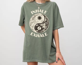 Comfort Colors Yin Yang T-Shirt: Inhale Exhale Meditation Tee
