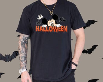 Comfort Colors Mickey&Minnie Halloween Shirt, Halloween Couple Disney Shirts, Disney Halloween Character, Disney Halloween Trip,Couple Shirt