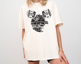 Comfort Colors Mickey Death Star, Star Wars T-shirt, Disney World Shirts, Star Wars Retro Tees, Star Wars Gift, Star Wars Crewneck Shirt
