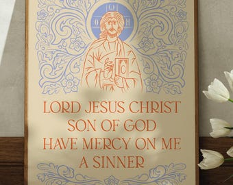 Floral Jesus Prayer Printable, Orthodox Christian Prayer (Digital Download)