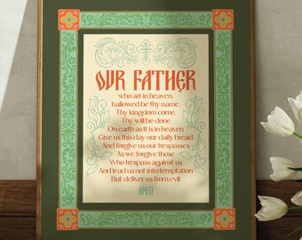 Lord's Prayer Printable: Orthodox Our Father Art, Illustrated Prayer Card (Downloadable Print)