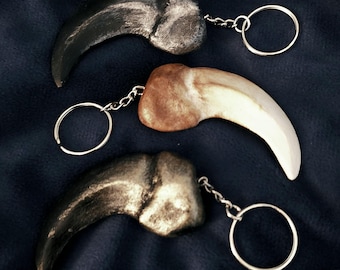 Dragon claw charm keychain - Bone, Silver, and Gold