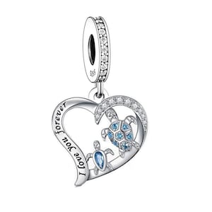 S925 Sterling Silver Ocean Turtle I Love You Forever Charm Pendant  - AVILIA Designs Pandora Compatible