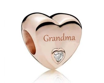 S925 Sterling Silber & Rose Gold Familie Liebe GRANDMA Herz Charm - AVILIA Designs Pandora kompatibel