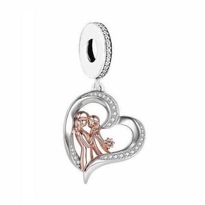 S925 Silber & Rose Gold Mutter Tochter Herz Anhänger Charm - AVILIA Designs Pandora Kompatibel