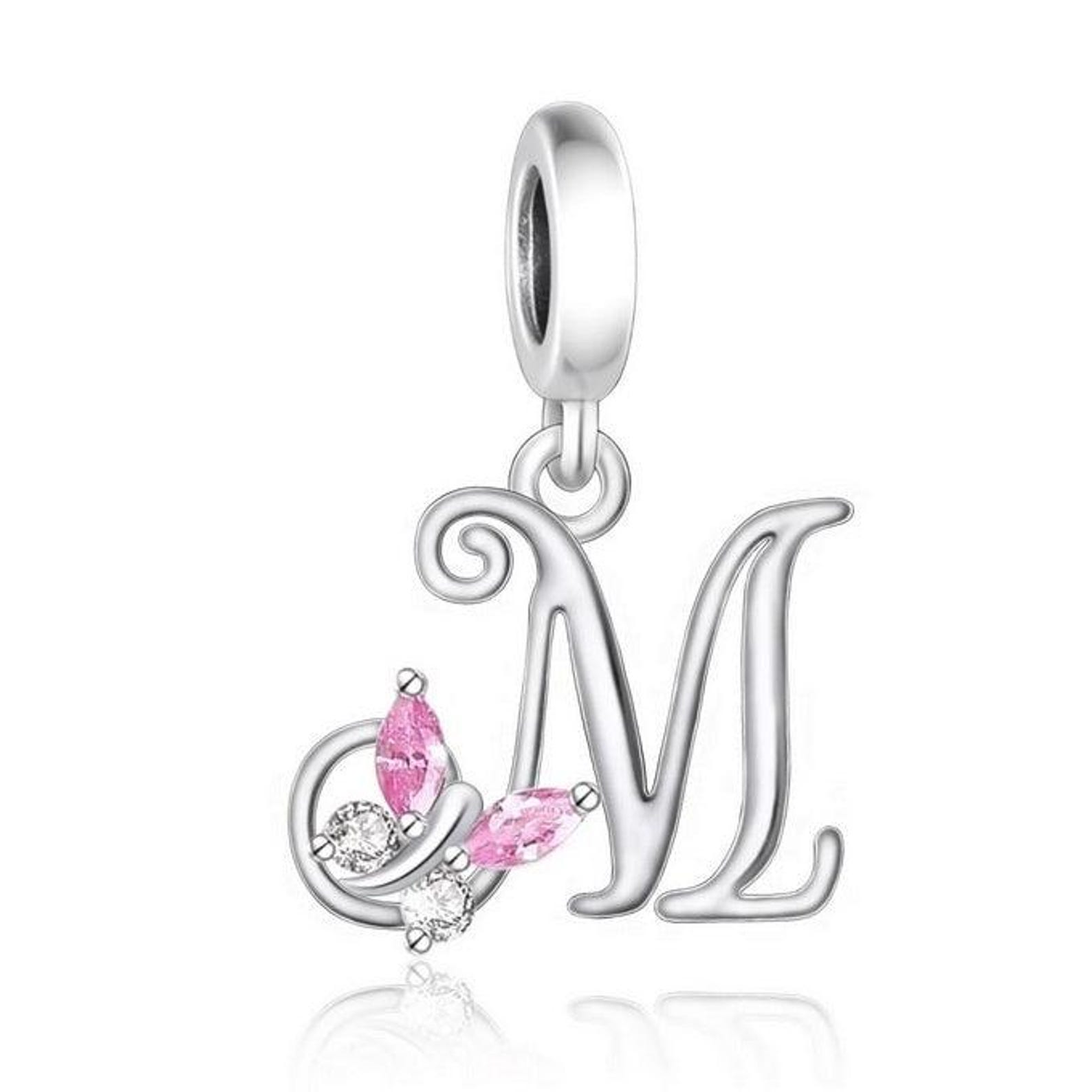 S925 Sterling Silver Cursive Letter M Alphabet Charm Pendant - AVILIA ...