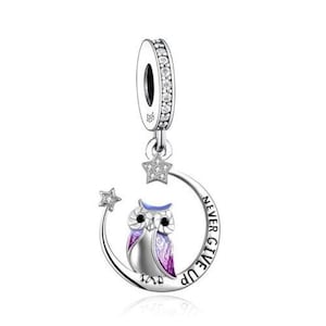 SOLID Sterling Silber Never Give Up Nacht Eule Herz Charm Anhänger - AVILIA Designs Pandora Kompatibel