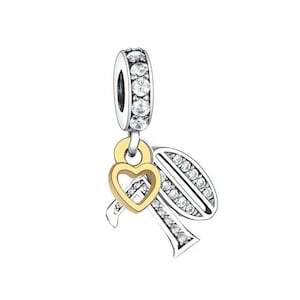 S925 Silver & Gold Pl Hanging 70th Milestone Birthday Charm Pendant - AVILIA Designs Pandora Compatible