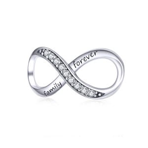 SOLID Sterling Silver Family Forever Open Infinity Charm - AVILIA Designs