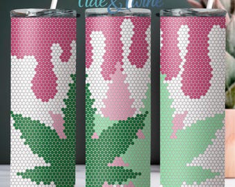 SS16 Pink Drip Cannabis Digital Rhinestone Tumbler Pattern
