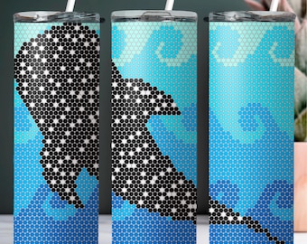 SS16 Whale Shark Waves Digital Rhinestone Tumbler Pattern