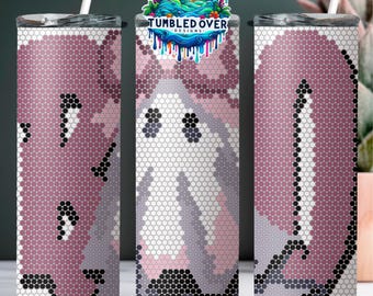 SS16 Pink Boo Ghost Digital Rhinestone Tumbler Pattern