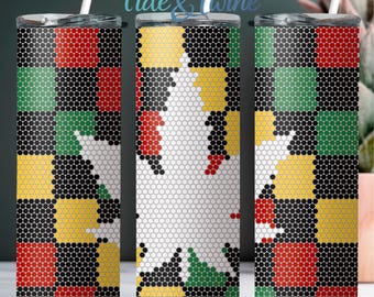 SS16 Retro Checkered Cannabis Digital Rhinestone Tumbler Pattern
