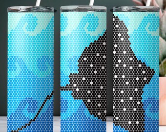 SS16 Sting Ray Waves Digital Rhinestone Tumbler Pattern