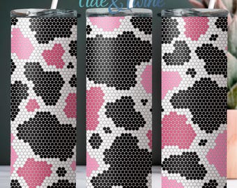 SS16 Wild Pink Cow Print Digital Rhinestone Tumbler Pattern