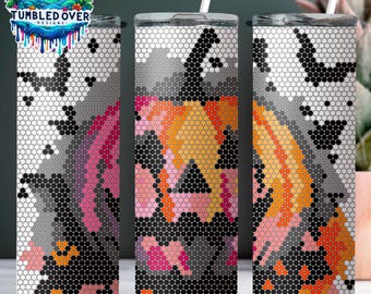 SS16 Watercolor Pumpkin Pink Orange Digital Rhinestone Tumbler Pattern
