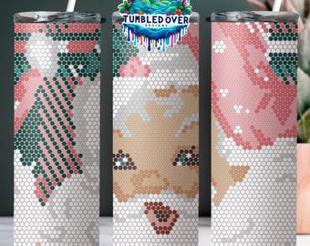 SS16 Retro Christmas Santa Digital Rhinestone Tumbler Pattern