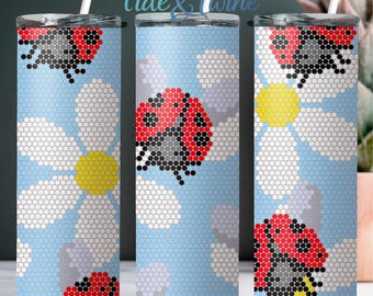 SS16 Ladybug and Daisy Digital Rhinestone Tumbler Pattern