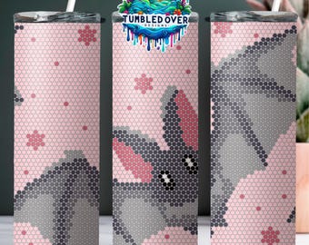 SS16 Pink Bat Halloween Digital Rhinestone Tumbler Pattern