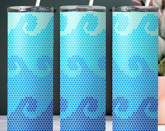 SS16 Waves Digital Rhinestone Tumbler Pattern