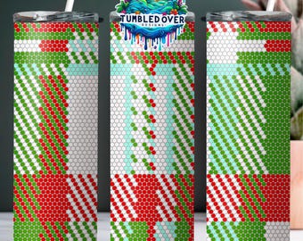 SS16 Modern Christmas Plaid Digital Rhinestone Tumbler Pattern