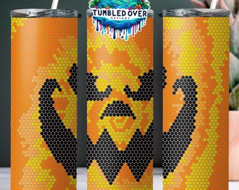 SS16 Candy Corn Tie Dye Jack O Lantern Digital Rhinestone Tumbler Pattern