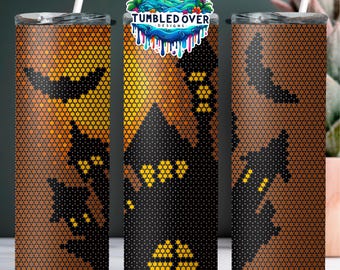 SS16 Haunted House Digital Rhinestone Tumbler Pattern