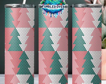 SS16 Retro Christmas Trees Digital Rhinestone Tumbler Pattern